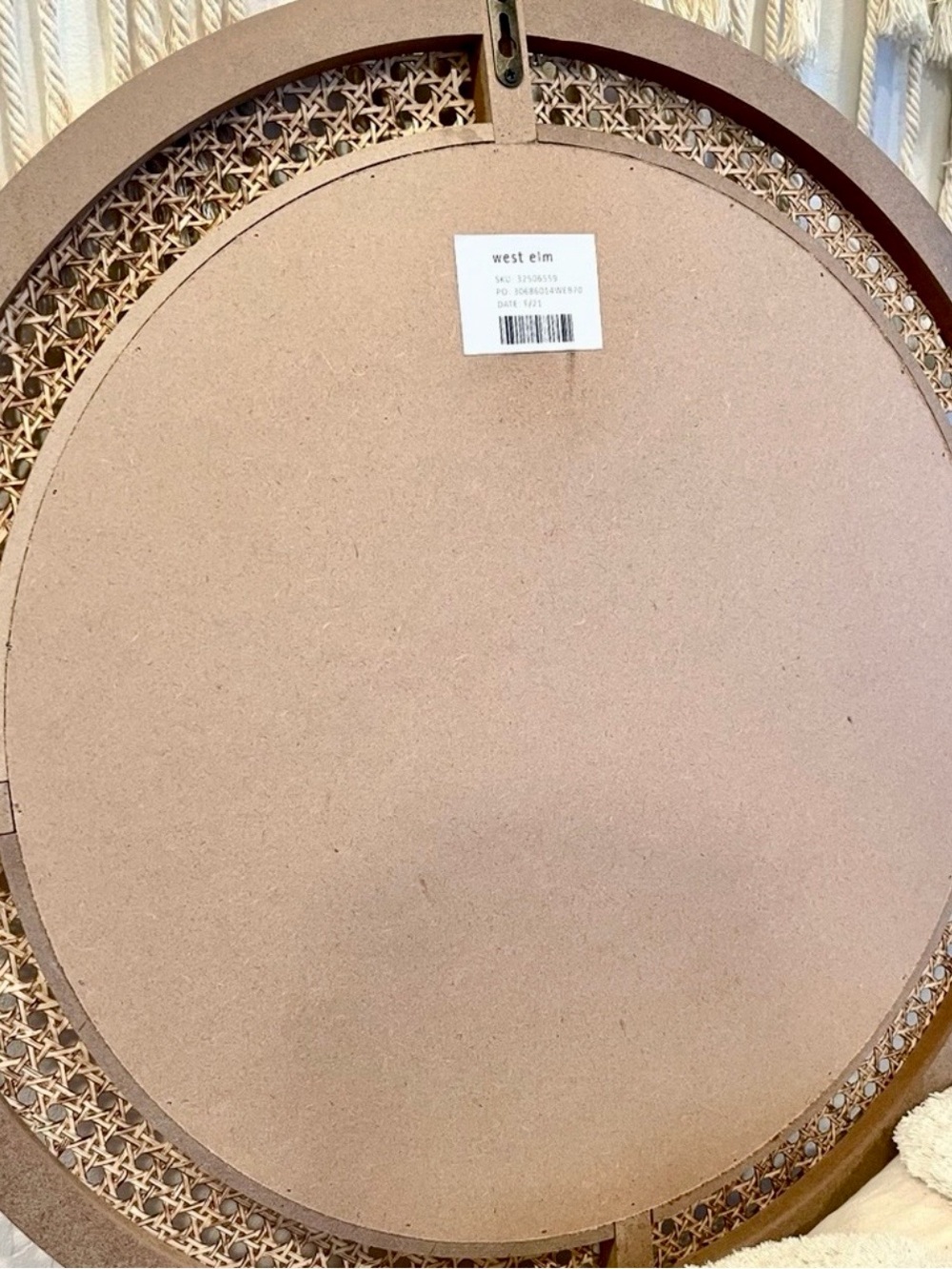 NEW West Elm Large Round Mirror Wicker Rattan Boho Wall Hanging Decor - 24” Diam - Picture 12 of 14